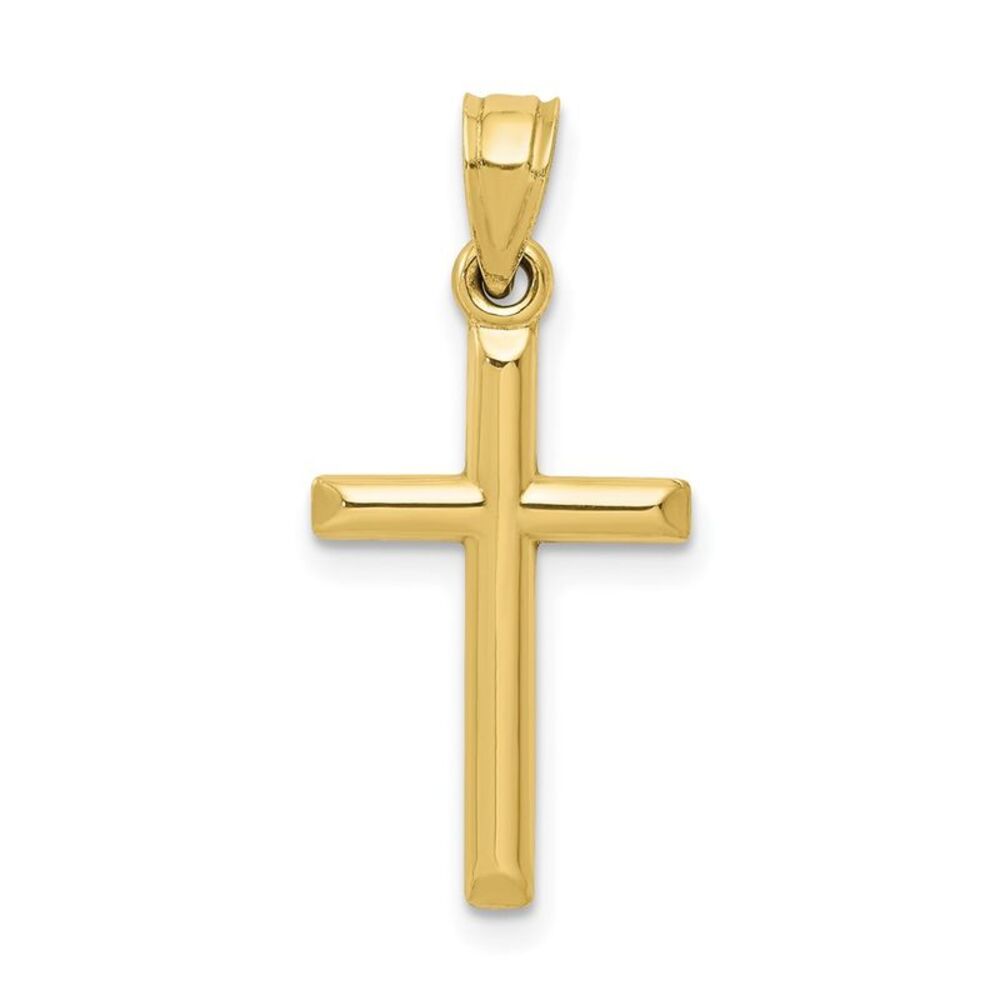 14k Yellow Gold Cross Pendant Charm - No Chain